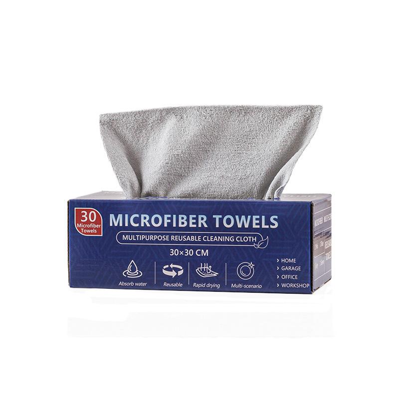 

Салфетка из микрофибры утолщенная волшебная тряпка для дома кухни автомобиля многоразовая вытягиваемая тряпка салфетки в коробке 30/50 шт. 30x30cm-30 Sheets светло-серый