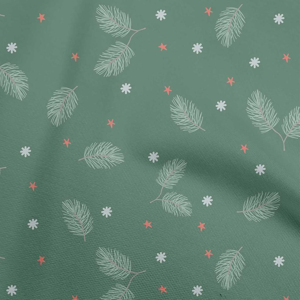 oneOone Cotton Flex Forest Green Fabric Christmas Feather Craft Projects Decor Fabric Printed By The Yard 40 Inch