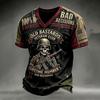 Men's V-Neck T-Shirt with Halloween Print, Casual Tee