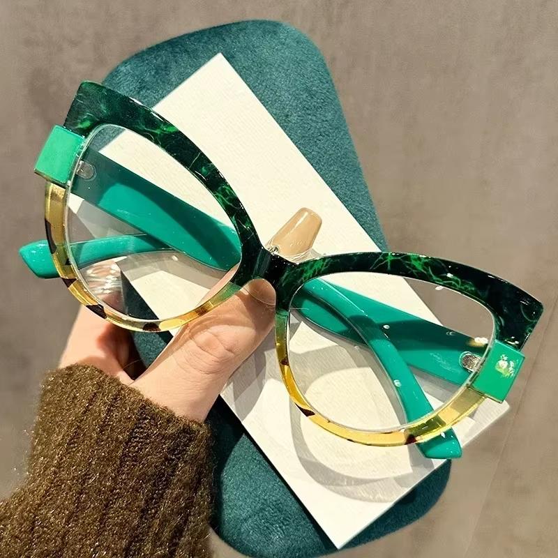 Vintage Large Frame Cat Eye Anti-blue Light Reading Glasses Woman Men Fashion High Definition Presbyopic Eyeglasses