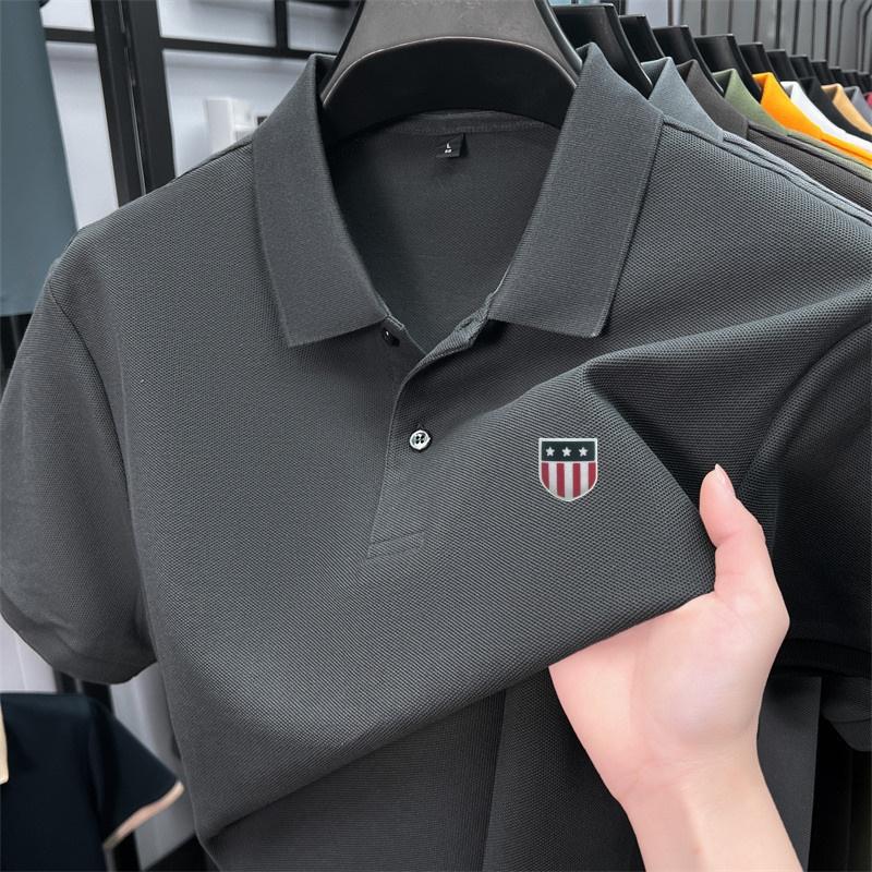 Men's Polo Shirt High Quality Lapel Flag Print Short Sleeve T-Shirt Summer Fashion Trend Men's Wear