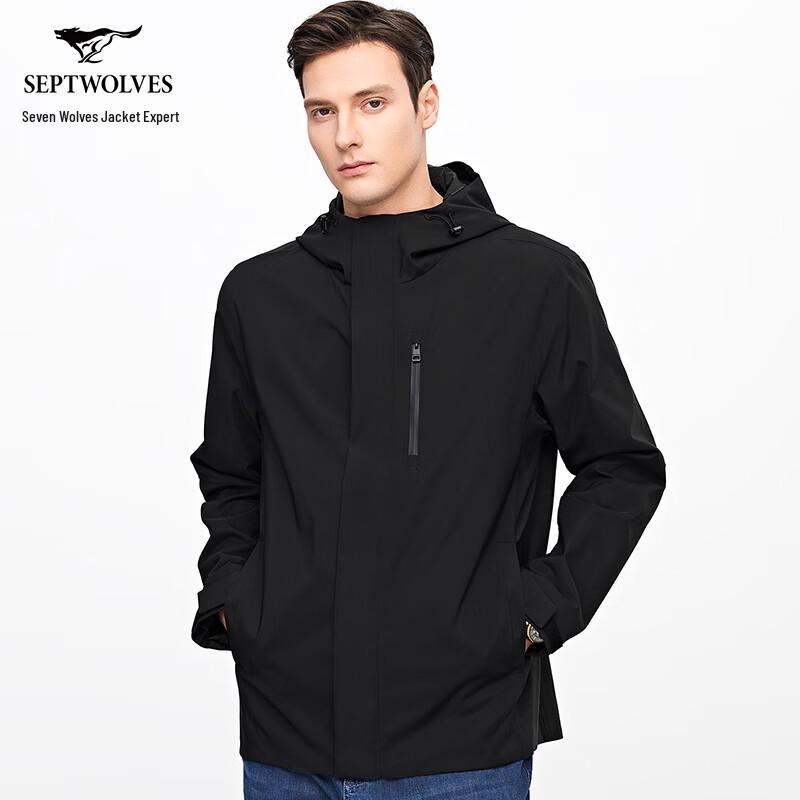 Septwolves Men's Hooded Windproof Business Casual Jacket