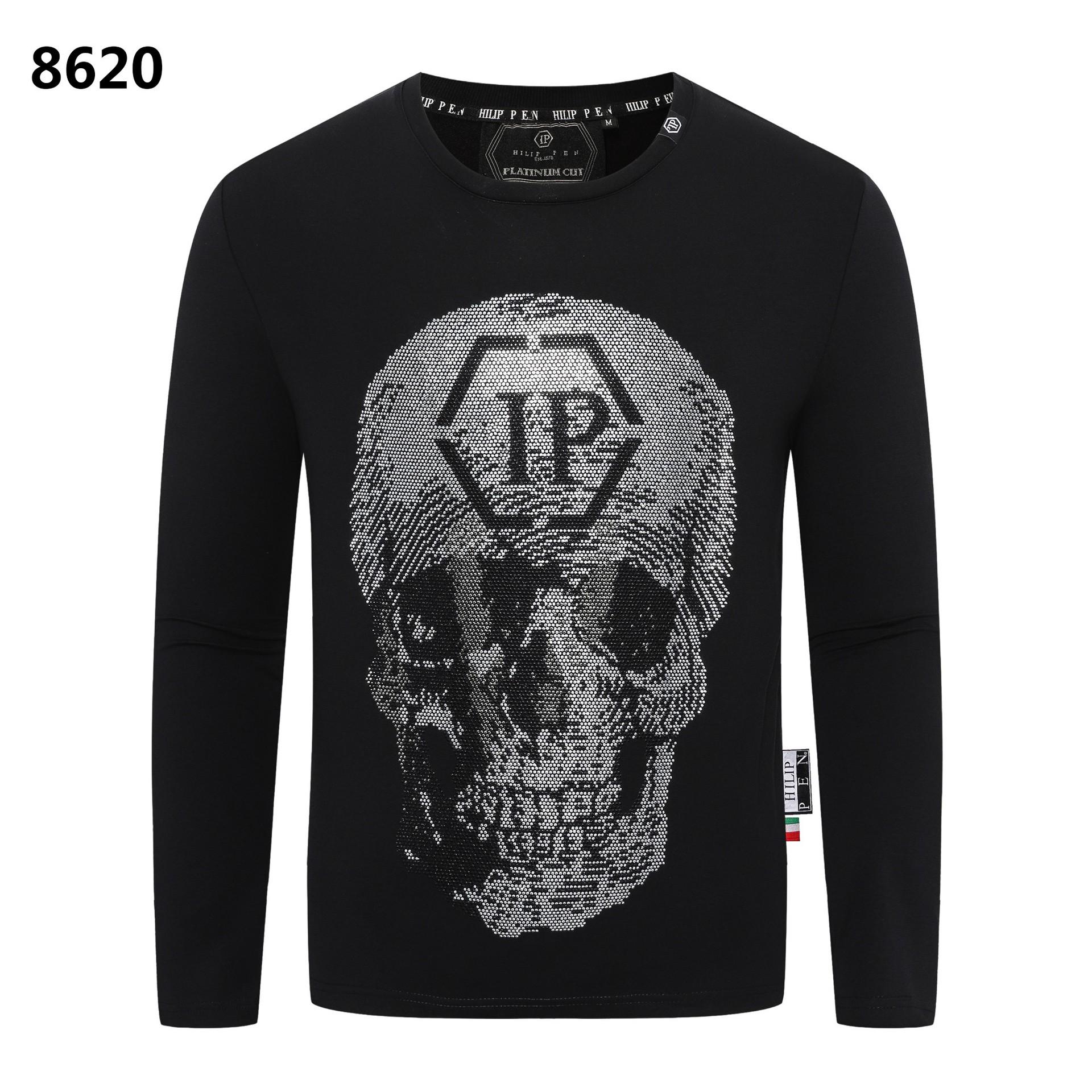 

Модный мужской худи Philipp Plein со стразами в виде черепа - Осенне-зимняя уличная мода M чёрный