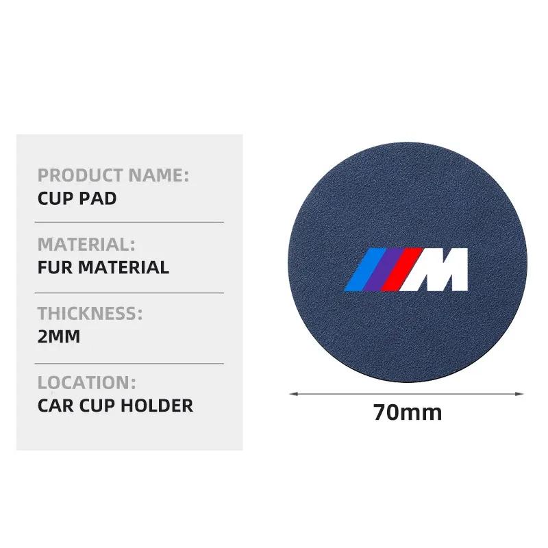 2Pcs Car Water Cup Bottle Holder Anti-slip Mat Pad Suede For BMW M E46 E90 E60 F10 F30 E39 E36 F20 E87 G30 E92 E91 Accessory