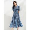 Jiuzi Anna Kou Romantic Holiday Ethnic Style Printed Folded Waist Dress for Women 2025 Summer New Style