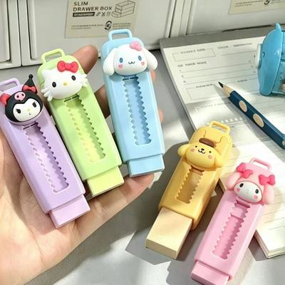 Cartoon Retractable Push Pull Eraser For Kids Students No Crumbs Clean Pencil Eraser