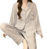 Girls Line Puppy Plaid Pajamas Women'S Cloud Cotton Thin Long Sleeve Suit Loungewear