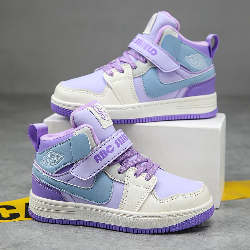 Children's Sports Shoes 2025 Autumn New Fashion and Fashionable Casual Shoes Soft Sole Anti Slip High Top Trend Board Shoes