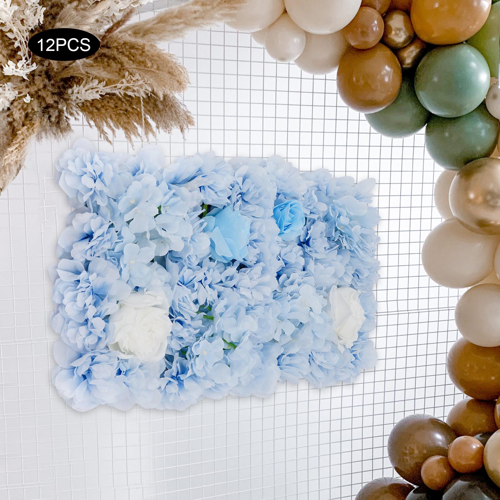 

12 Pack Artificial Flower Wall Panels w/ 100 Cable Ties, Realistic Decor, 12 PCS UV Resistant Fake Plant Panel for Wedding Party синій