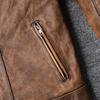 Vintage Yellow Brown Genuine Cowhide Leather Jacket Men Natural Cow Leather Jackets Soft Slim Fit Man Short Coat Autumn Clothing