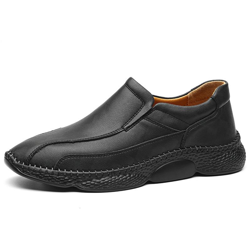 

Мужская кожаная обувь большого размера 2025 весна новая ручной работы плоская повседневная обувь деловая ретро внешняя торговля обувь для вождения 39 чёрный