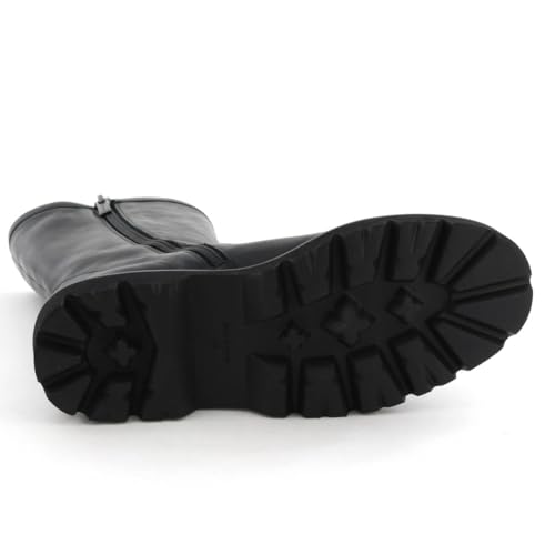 HIMIKO Engineer Boots, 651405, Black, Size 225, Genuine Leather with Soft Cushion Track Sole and Thick Sole