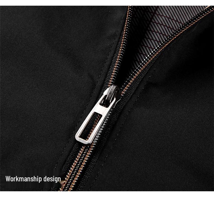 Men's Spring Stand Collar Business Jacket - Casual Zipper Cardigan for Middle-aged Dads.