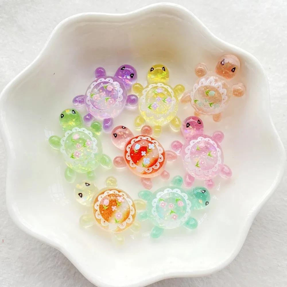 11pcs Cute Cartoon Colorful Turtle Flat back Resin Scrapbook Figurines DIY Home Decor Crafts