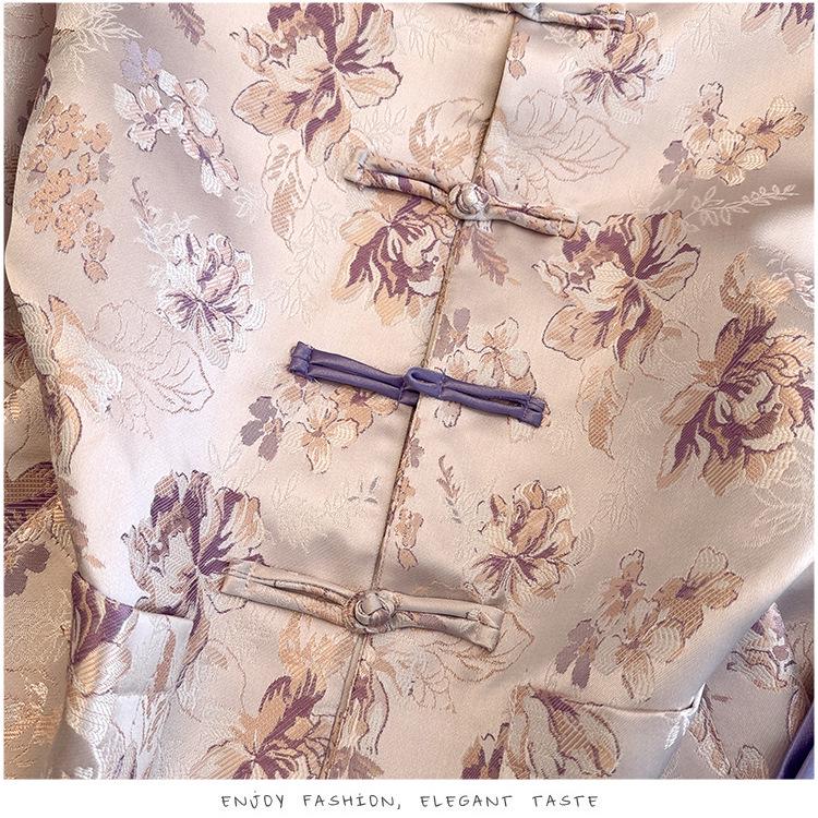 Silk Anti-Aging Plus Size Spring Jacket for Middle-Aged Women - Chinese Old Money Jacquard Style
