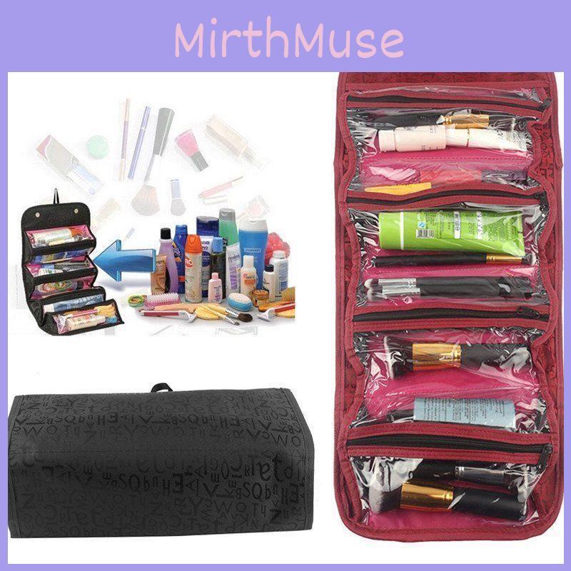 Roll N Go Cosmetic Bag Black/red Non-woven Fabric Travel Buddy For Cosmetics And Toiletries