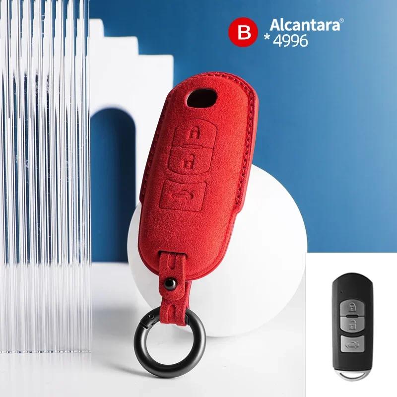 Interior Mouldings Alcantara Suede Car Key Case Cover For Mazda CX50 CX60 CX90 2 3 5 6 CX3 CX5 CX7 CX9 CX8 Keychain Remote Prote