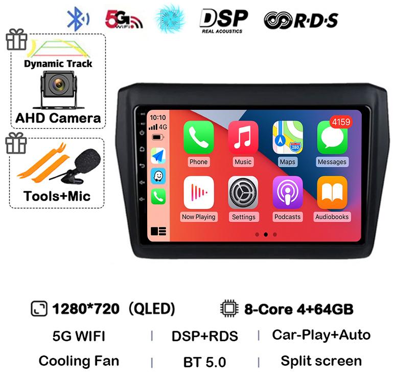 Android 14 Wireless Carplay&Auto Car Radio For Suzuki Swift 2017 2018 2019 Stereo Multimedia Navigation GPS Video Player 4G+WIFI