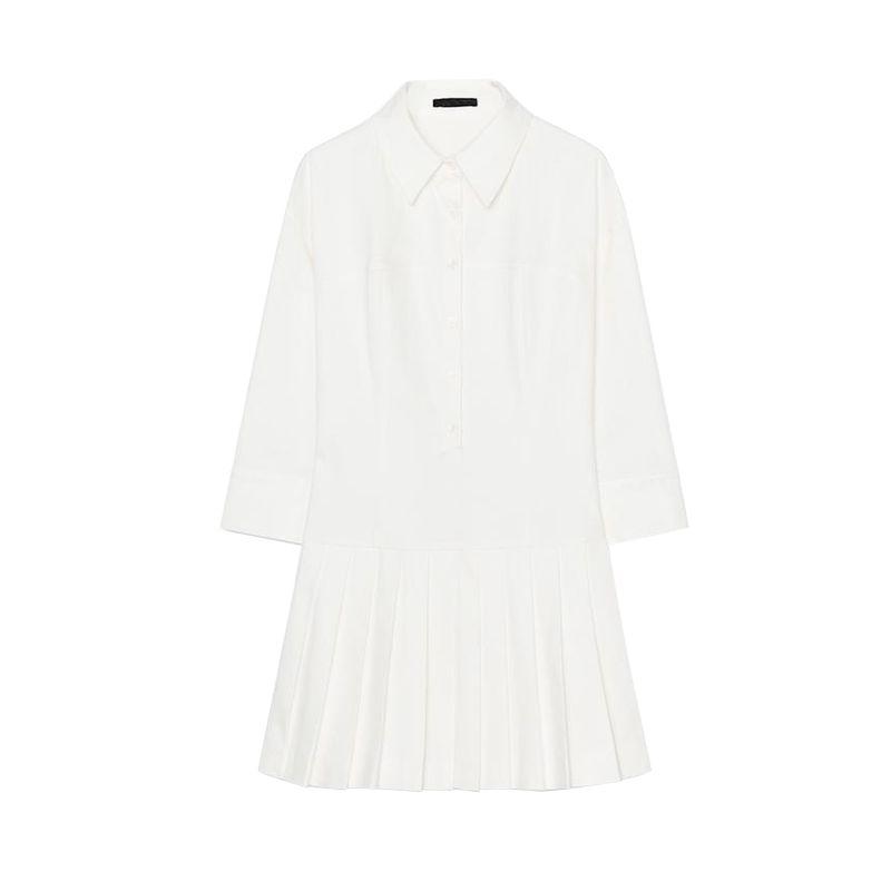 Spring New Women's Clothing White Minimalist Style Single-Breasted Shirt Jumpsuit Dress 4661317