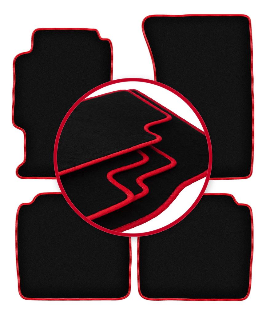 Velours-Fußmatten mit rotem Rand für: Honda Accord V Kombi, Limousine (1993-1997)