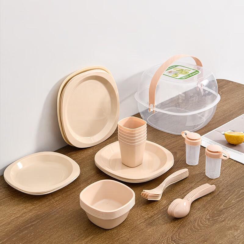 Ying Shi Wei Outdoor Portable 48-Piece Picnic Tableware Set