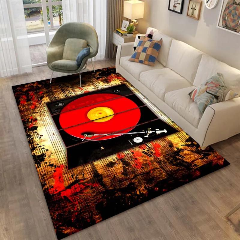 Retro Record Phonograph Print Carpet Multi-size Optional Living Room Room Office Music Classroom Four Seasons Mat Quick Arrival