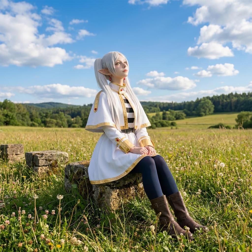Cosplay kostým Frieren: Beyond Journey's End pro ženy s parukou [milky time] (Frieren, M)