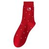 Red Socks Pure Cotton Tube Socks Cute Cat Polka Dot Striped Big Red Boneless Pile Socks Women