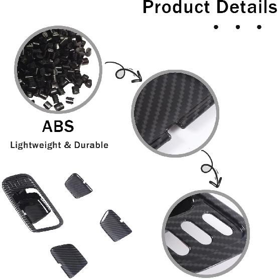 Inner Door Handle Bowl Cover Trim for Honda Pilot 2016-2022, 4PCS ABS Material Car Interior Door Bowl Frame Protector Accessories (Carbon Fiber