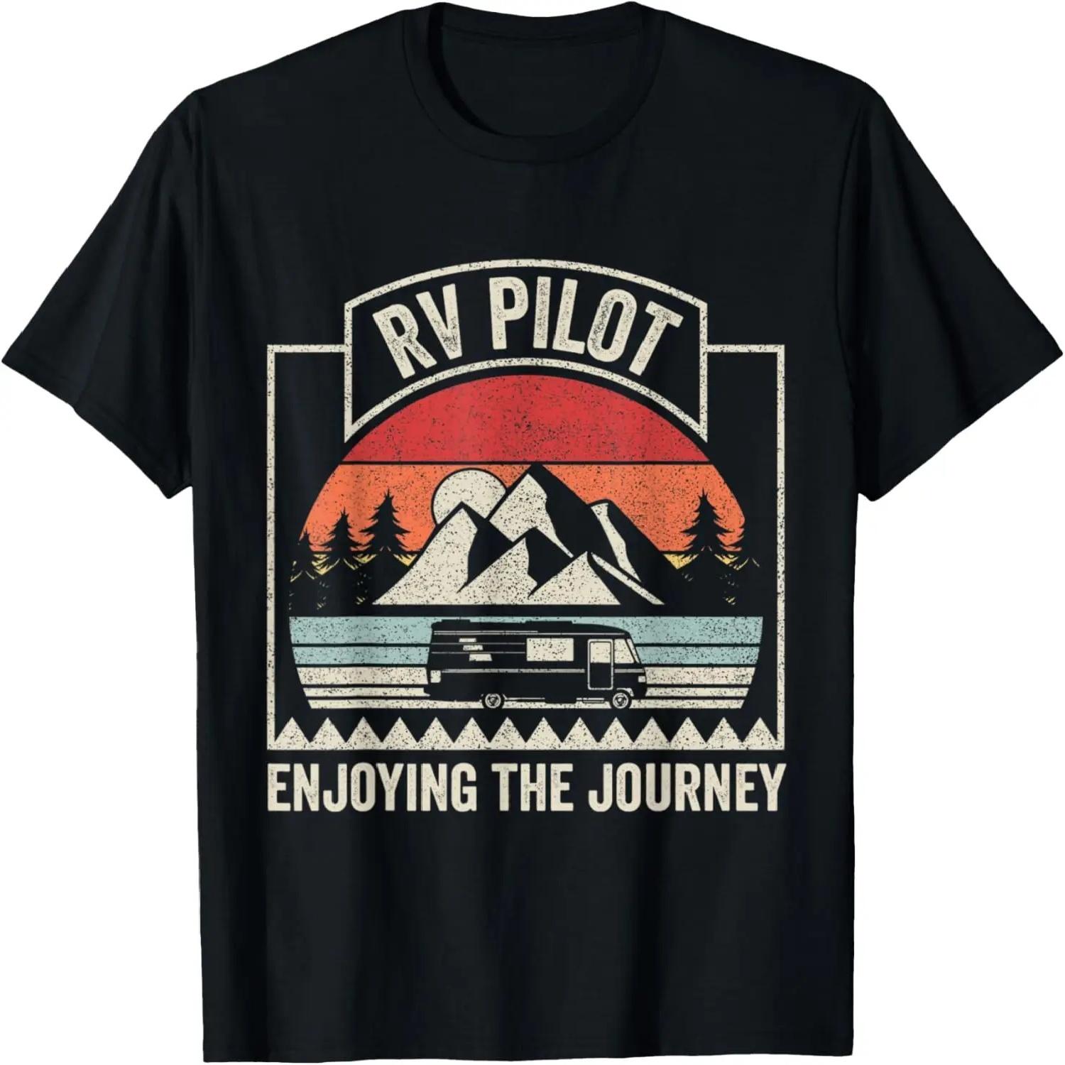 Retro Vintage RV Pilot Camping Motorhome Travel Vacation T-Shirt S чёрный