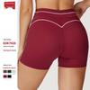 Pantaloni scurți de yoga cu talie înaltă și contrast, cu talie pliabilă, pentru alergare în aer liber și fitness