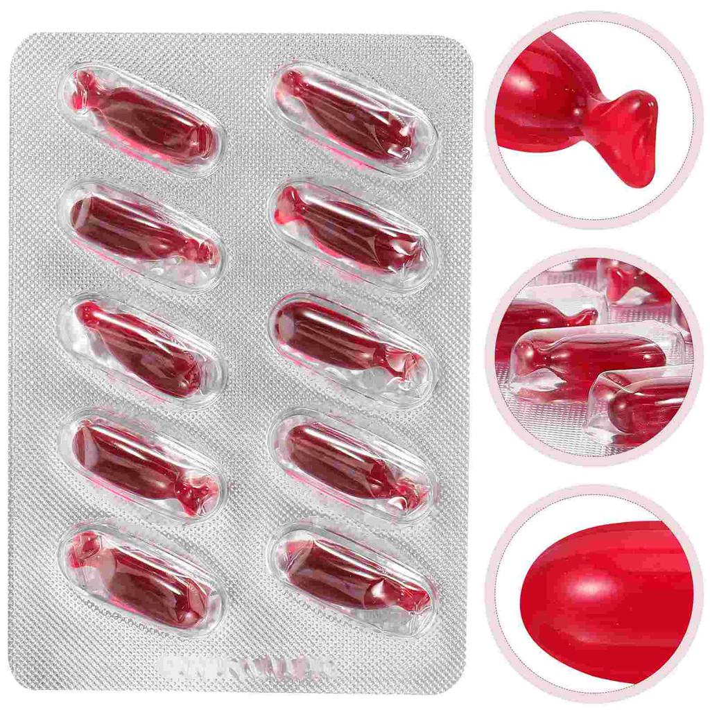 10 Pcs Fake Blood Capsules Party Props Toy Artificial Spoof Halloween Cosplay Starch Bloody Tool for Makeup Decorations Plasma
