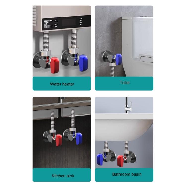 Bathroom High Flows Hot/Cold Water Shut Off Valves 1/2inch Turn Angle Stop Valves Metal Plumbing Fitting Easy to Install