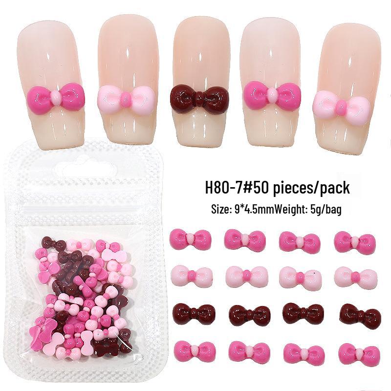 

12 Grid Boxed KT Bow Nail Art Charms Mixed Rhinestones Cartoon Nail Decorations