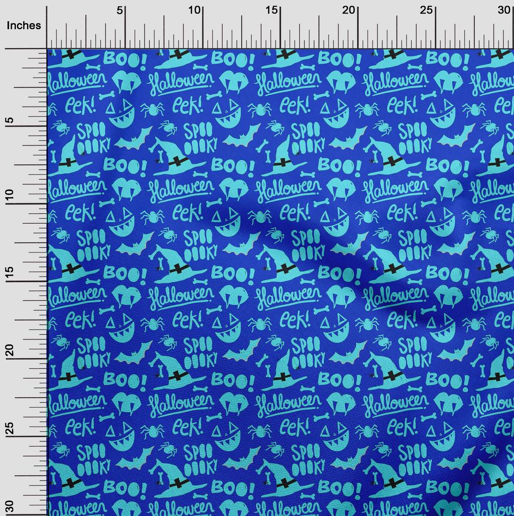 oneOone Cotton Flex Blue Fabric Halloween Craft Projects Decor Fabric Printed By The Yard 40 Inch