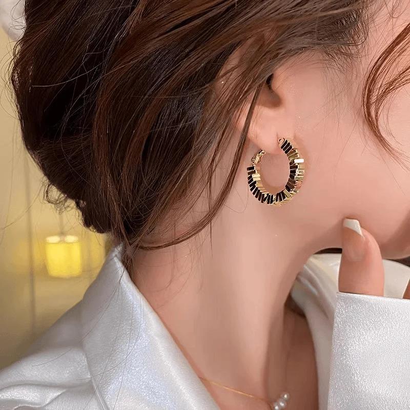 Broken Silver Color Hoop Earrings for Women Party Jewelry Accessories