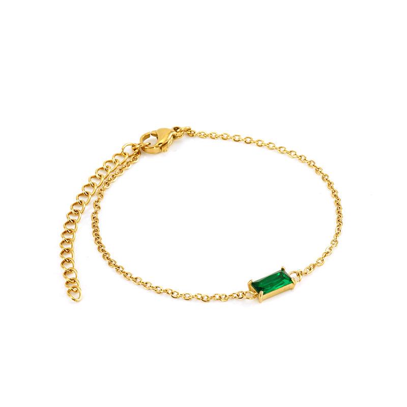 High-End Emerald Titanium Steel Necklace Set: Women's Three-Piece European & American Fashion with Earrings & Bracelet