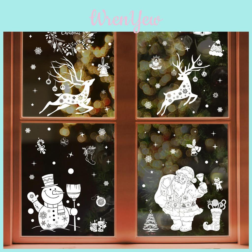 Christmas Window Decals Pvc Snowflake Reindeer Decor For Holiday Festivities