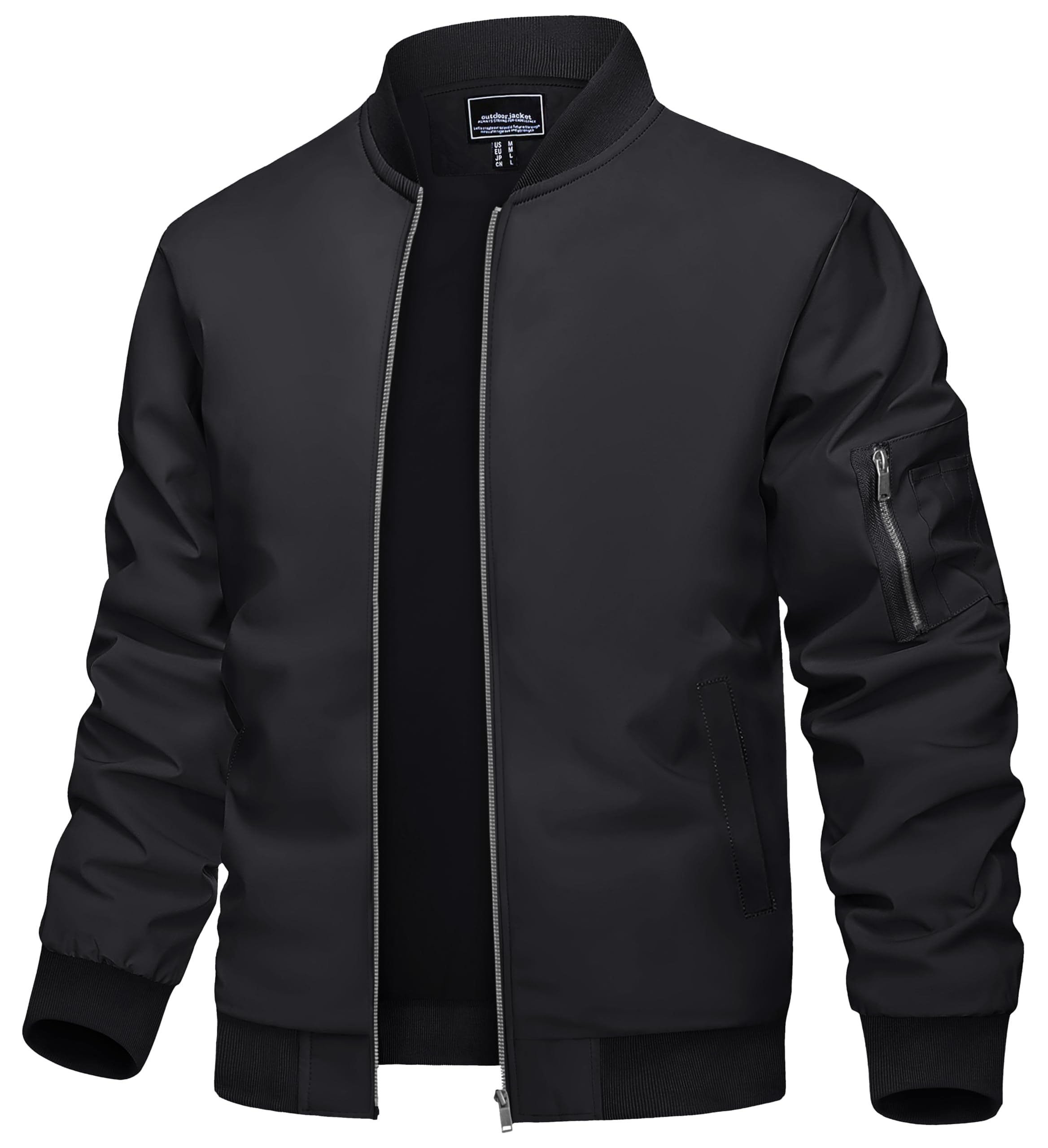 

[TACVASEN] Flight Jacket Men s Outerwear Winter Coat Warm Windproof Jacket Sports Lightweight Stadium Jacket Collared Jumper Autumn Military Black L