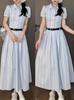 (practice + belt) French temperament shirt long skirt 0 new women's summer high-end sense this year