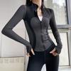 Herbst/Winter Slim Fit Damen Stehkragen Reißverschluss Fitnessjacke - Langarm Yoga Sportbekleidung