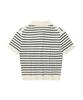 WACKY WILLY Women'S Cable Collar Short Sleeve Knit Navy