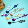 Colorful 6 Pcs Stainless Steel Tea Spoons Set Metal Music Coffee Spoon Ice Cream Candy Teaspoon Rose Gold Spoon