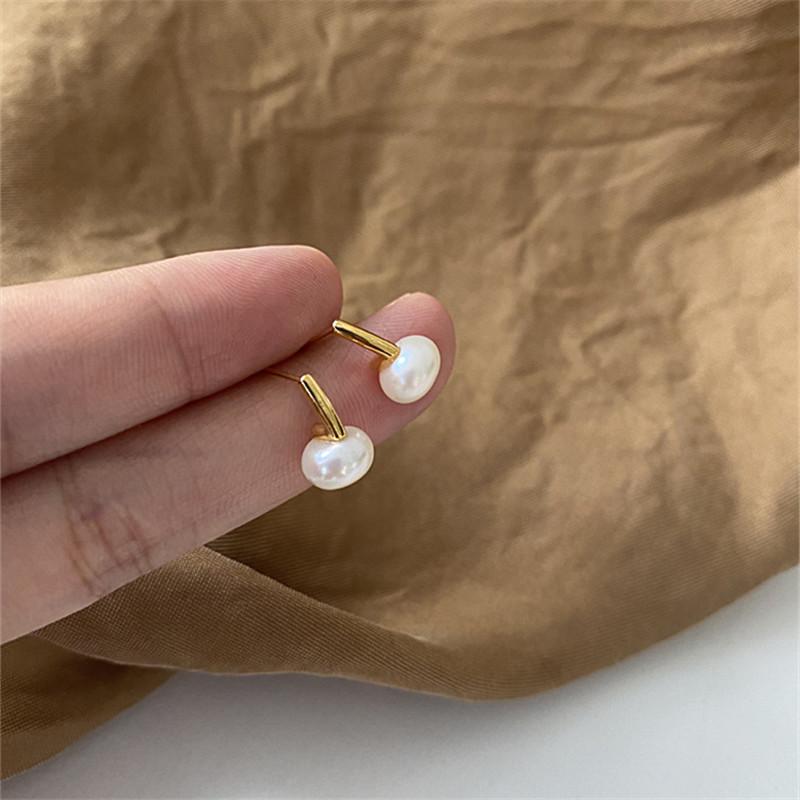 925 Sterling Silver French Exquisite Natural Freshwater Pearl Earrings for Women Temperament Wedding Party Jewelry Accessories