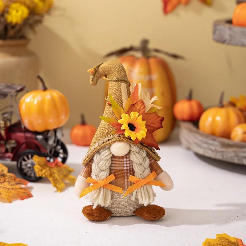 Thanksgiving Gnome Fall Gnomes Decorations for Home Hold Maple Pumpkin Harvest Gift Table Tired Tray Decor Indoor Decor