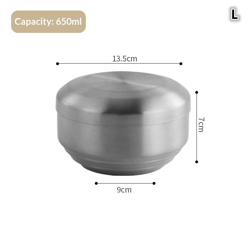 304 Double-layer Stainless Steel Rice Bowl With Lid Soup Rice Bowl Cuisine Home Creative Child Small Bowl Cuisine For Home