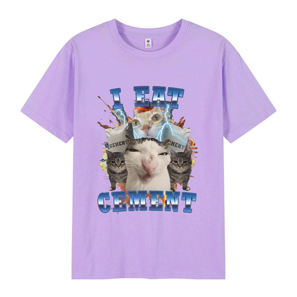 I Eat CeUnisext Funny Cat Meme Graphic Tshirt Unisexs Women Fashion Vintage Short Sleeve Tshirts Casual Cotton Oversized T Shirts