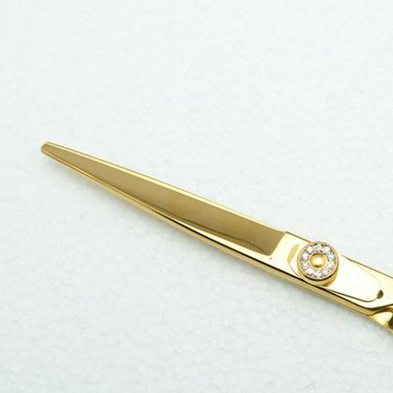 Gold Gem Hairdressing Scissors: 5.5" & 6.0" Straight & Thinning Shears for Barbers and Bangs