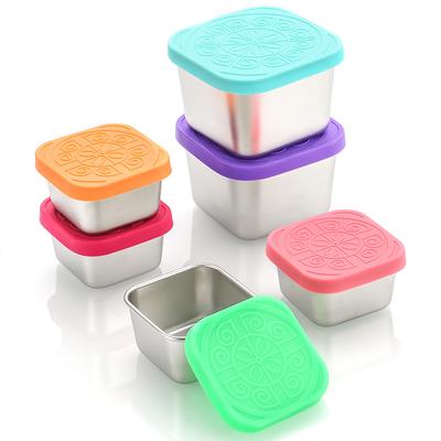 1/2 Stuks Roestvrij Staal Saladebox Snack Kruidencontainer Met Siliconen Deksels Lekvrij Stapelbaar Dressing Voedselopslagbox
