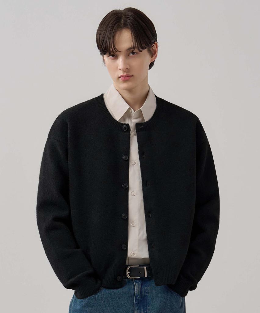 Draw Fit Urbane Wool Crop Knit Cardigan [Melange Grey]